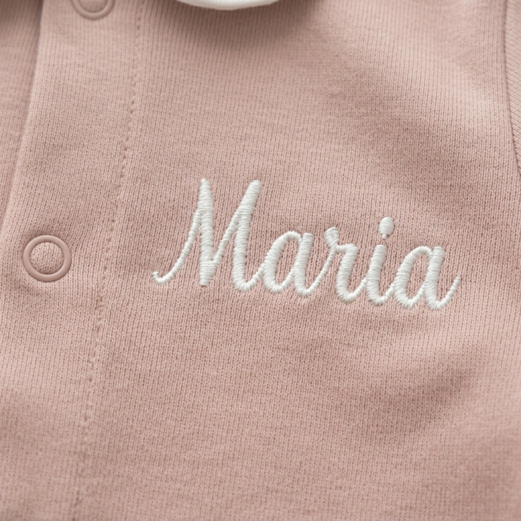 Babygrow Bebé Personalizado com Nome Bordado — Algodão com Gola