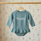 Saída de Maternidade Menina Personalizada - Tricot Verde Água