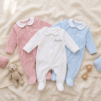 Babygrow Bebé Personalizado com Nome Bordado — Veludo com Gola