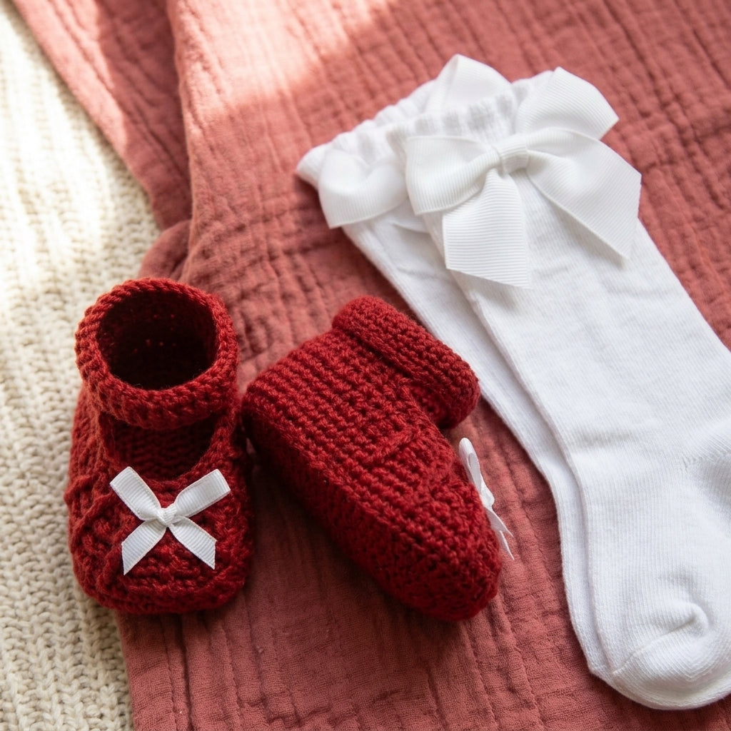 Saída de Maternidade Menina Personalizada - Tricot Vermelho