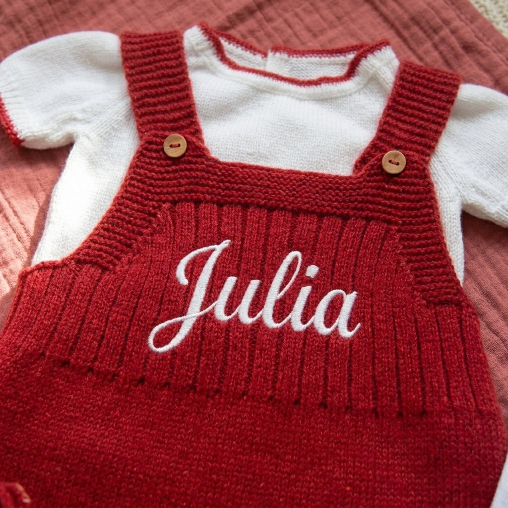 Saída de Maternidade Menina Personalizada - Tricot Vermelho
