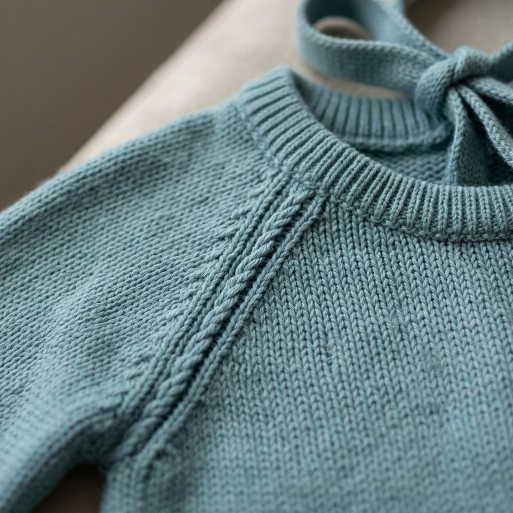 Saída de Maternidade Menina Personalizada - Tricot Verde Água