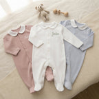 Babygrow Bebé Personalizado com Nome Bordado — Algodão com Gola