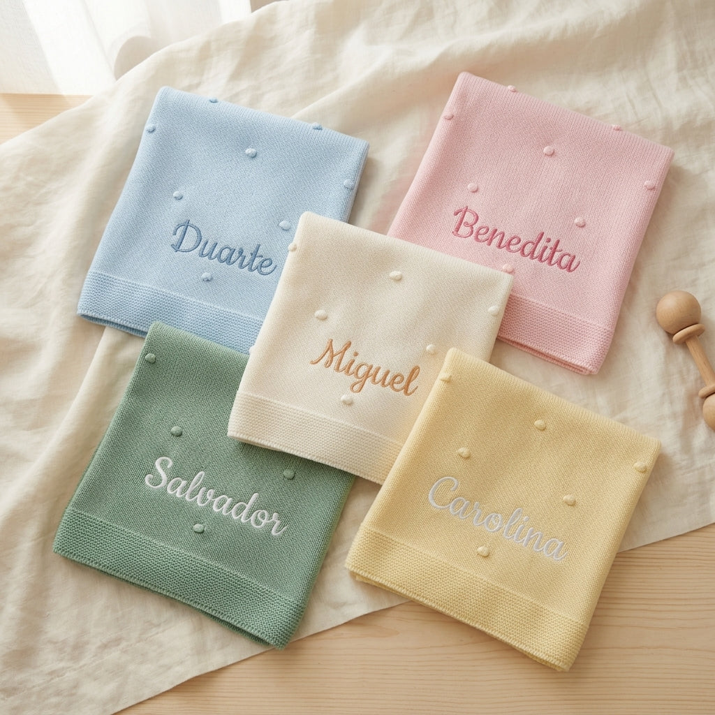 Manta Tricot Personalizada com Nome Bordado